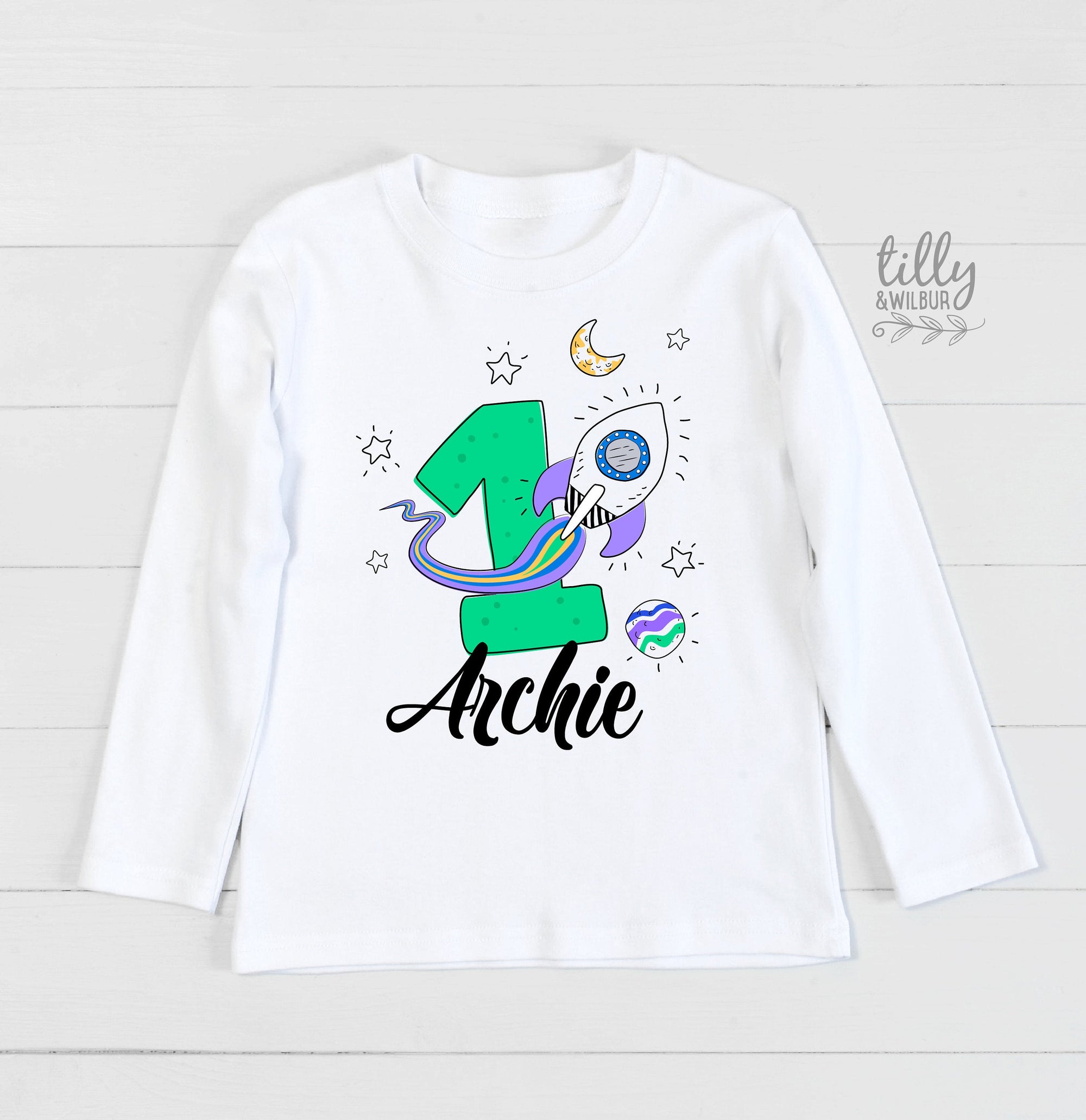 First Birthday Space T-Shirt, 1st Birthday Gift, First Birthday Gift, Personalised First Birthday T-Shirt, Spaceship Theme Cake Smash Tee