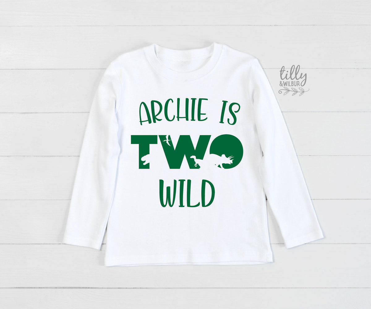 Two Wild Birthday T-Shirt, Personalised Dinosaur 2nd Birthday T-Shirt, 2nd Birthday Dinosaur T-Shirt, 2nd Birthday Gift, Dino Birthday Shirt