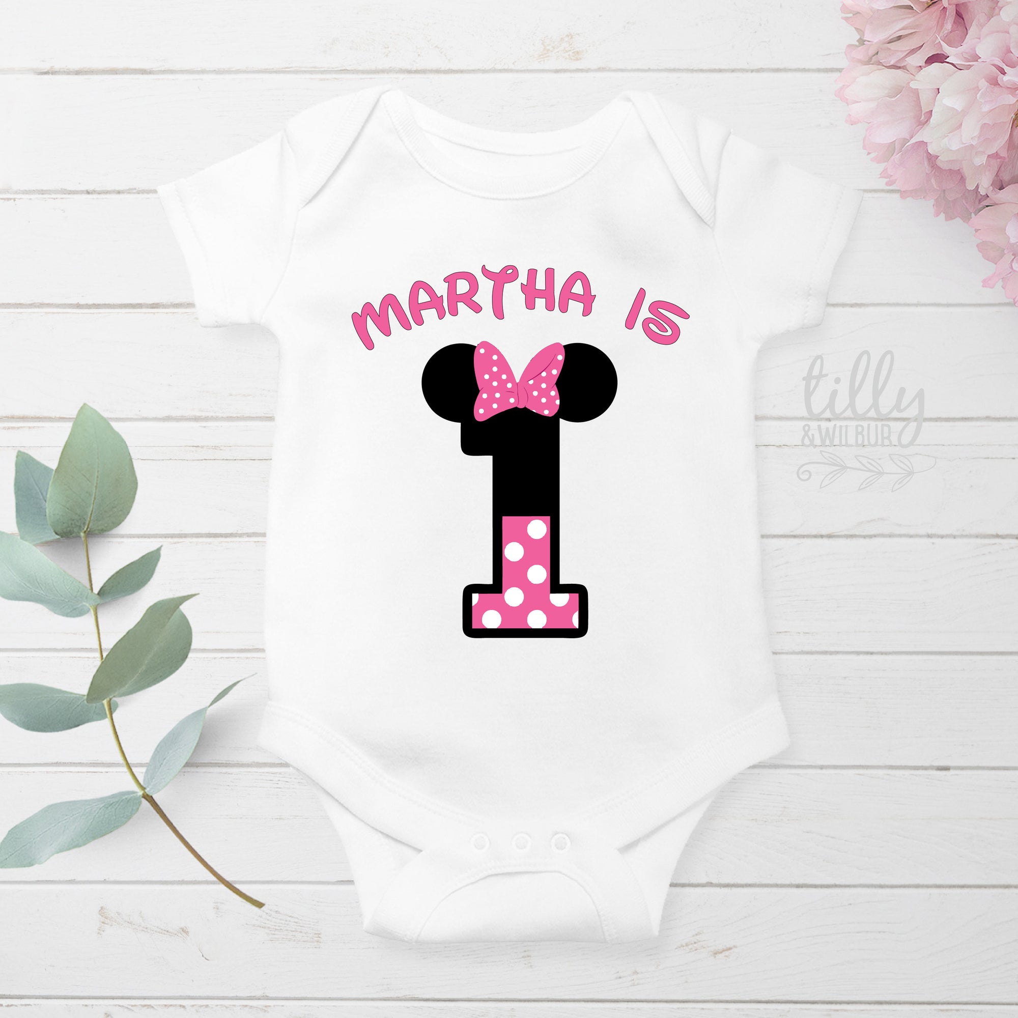 1st Birthday Onesies®, First Birthday Onesies®, Personalised 1st Birthday Onesies®, 1st Birthday Bodysuit, First Birthday Gift, Minnie Mouse