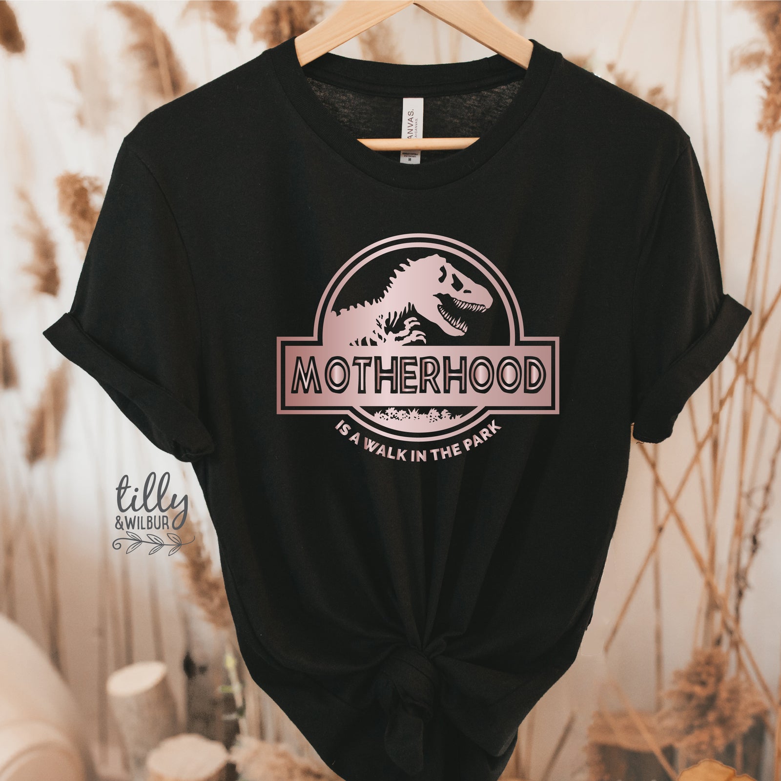 Motherhood Is A Walk In The Park Women&#39;s T-Shirt, Funny Mum Tee, Dinosaur Mum Shirt, Mother&#39;s Day Gift, Jurassic Park Mum Gift, Mamasaurus