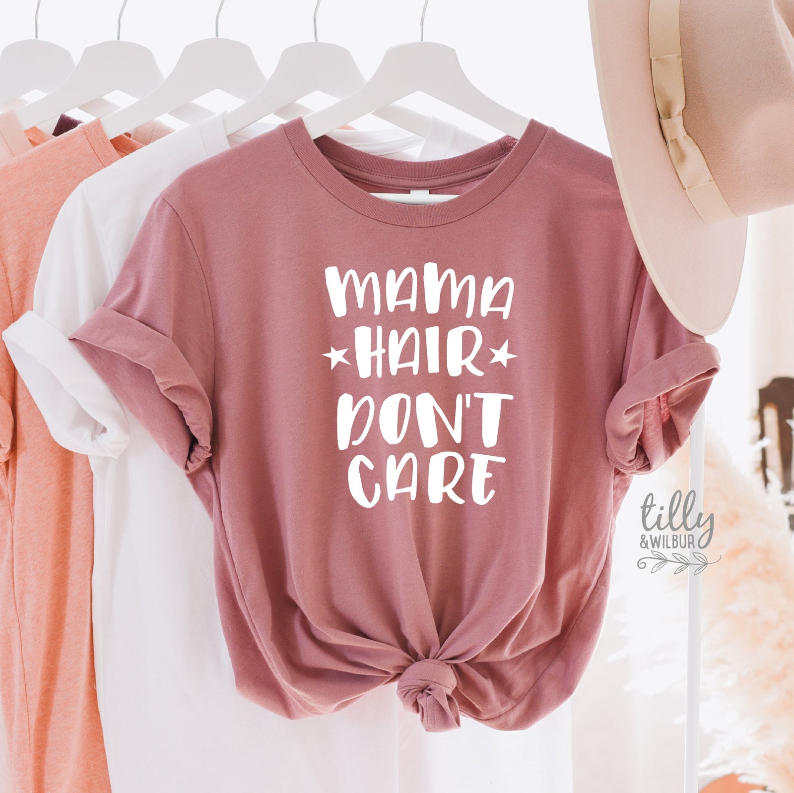 Mama Hair Don&#39;t Care T-Shirt, Mum Bun T-Shirt, Messy Bun T-Shirt, Motherhood T-Shirt, Funny Women&#39;s T-Shirt, Funny Mum T-Shirt, Mother&#39;s Day