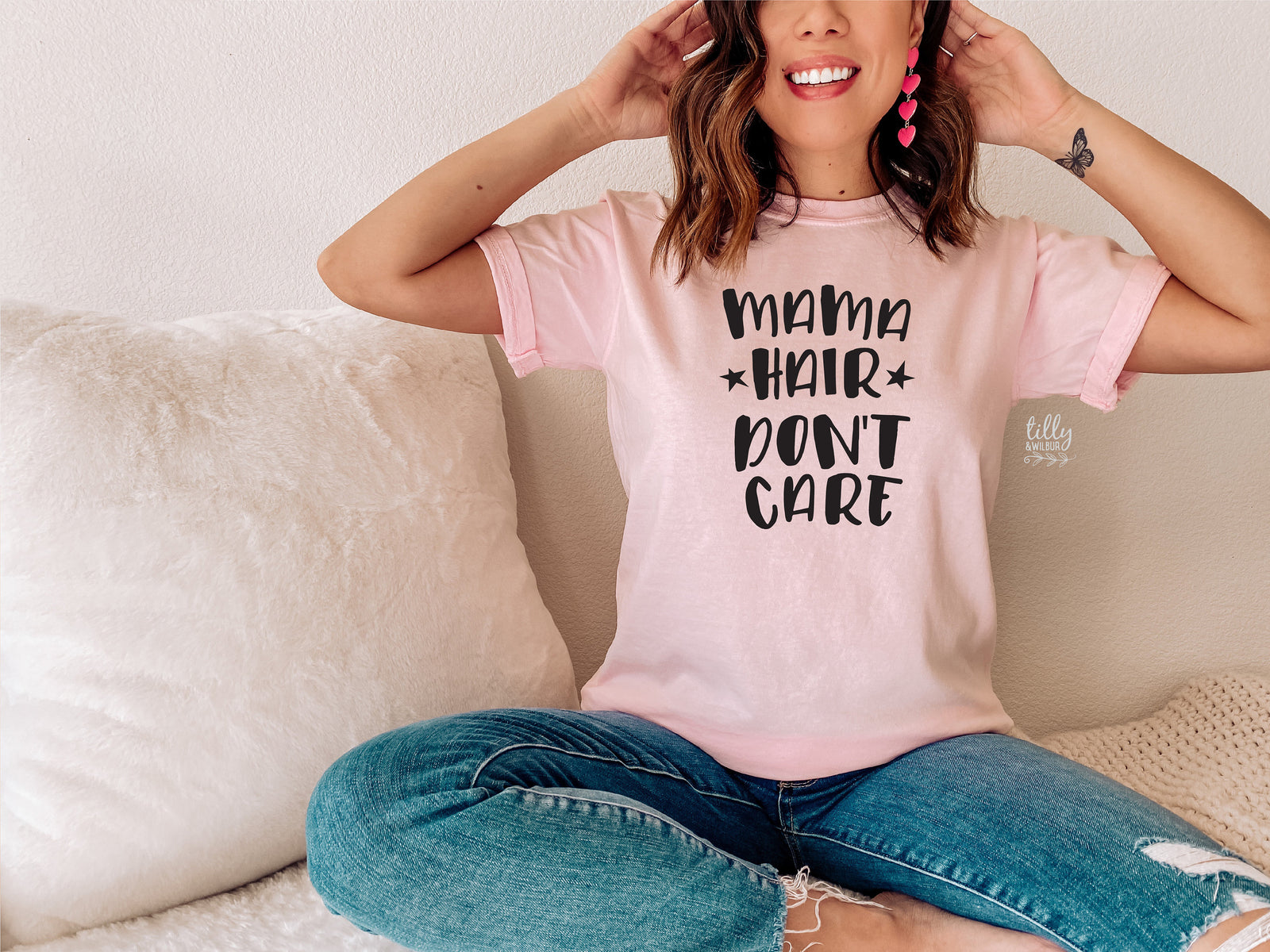 Mama Hair Don&#39;t Care T-Shirt, Mum Bun T-Shirt, Messy Bun T-Shirt, Motherhood T-Shirt, Funny Women&#39;s T-Shirt, Funny Mum T-Shirt, Mother&#39;s Day