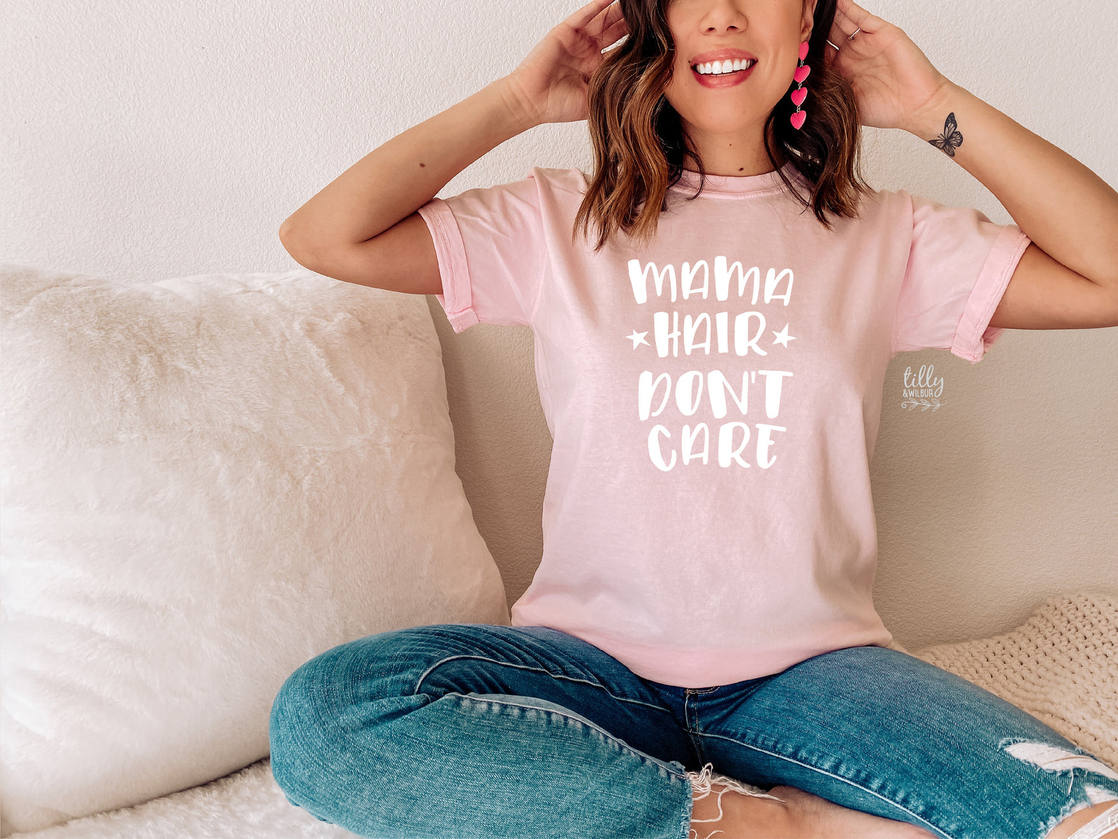 Mama Hair Don&#39;t Care T-Shirt, Mum Bun T-Shirt, Messy Bun T-Shirt, Motherhood T-Shirt, Funny Women&#39;s T-Shirt, Funny Mum T-Shirt, Mother&#39;s Day