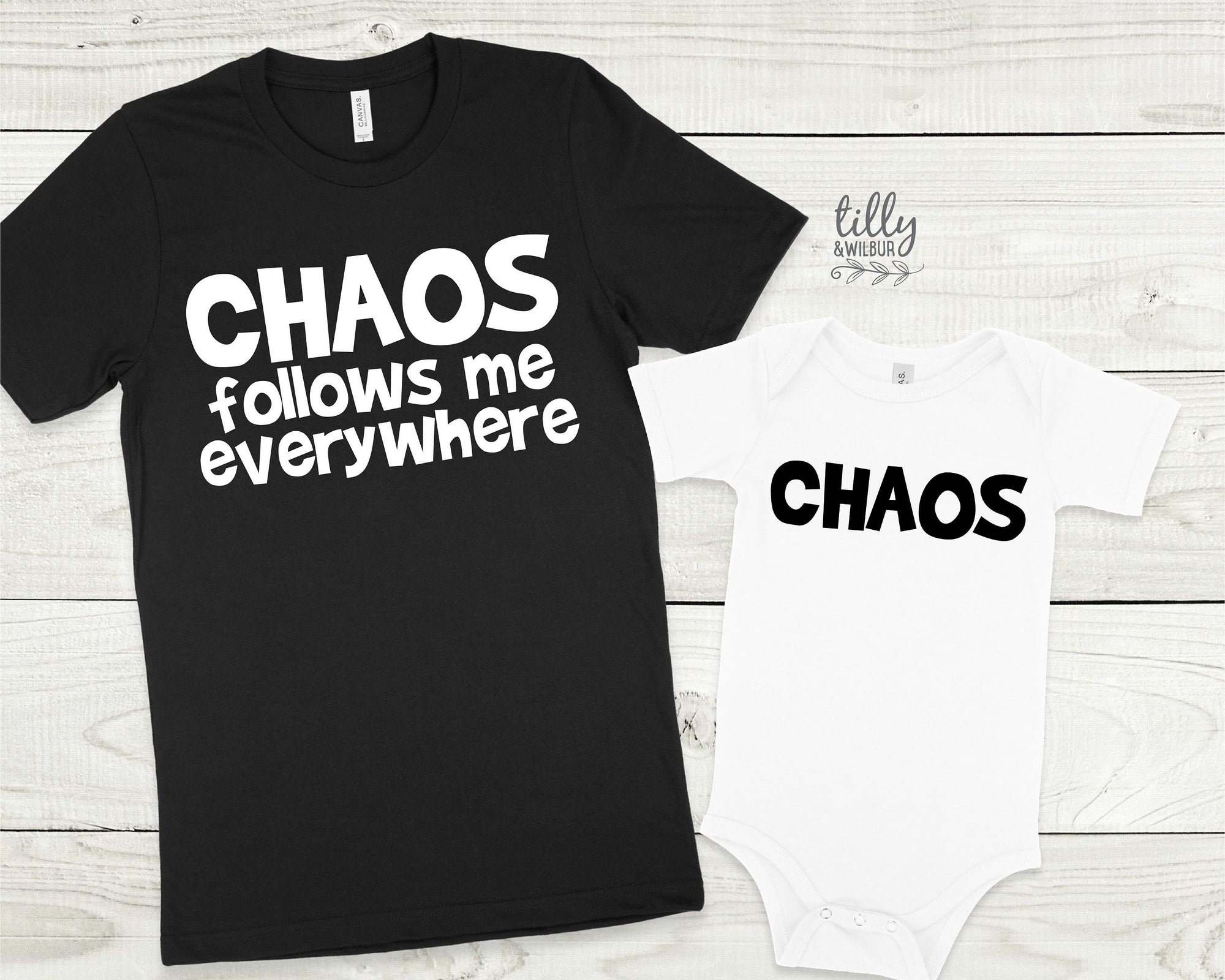 Chaos Follows Me Everywhere Matching Family T-Shirts, Daddy And Daughter, Father Son, Matching Dad Baby, Daddy Daughter, Father&#39;s Day Gift