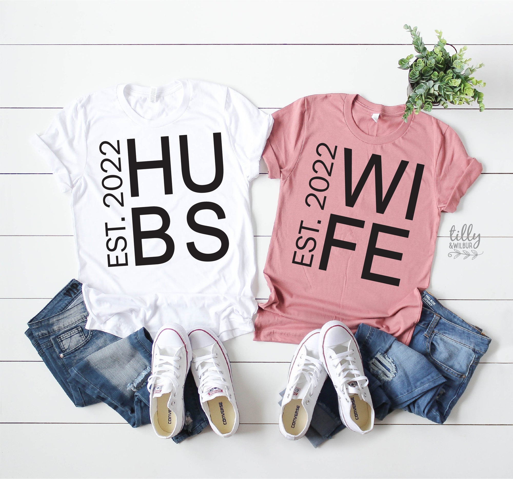 Mr And Mrs Matching T-Shirts, Hubby And Wifey Matching T-Shirts, Newlywed T-Shirts, Honeymoon T-Shirts, Wedding Gift, His and Hers Clothing