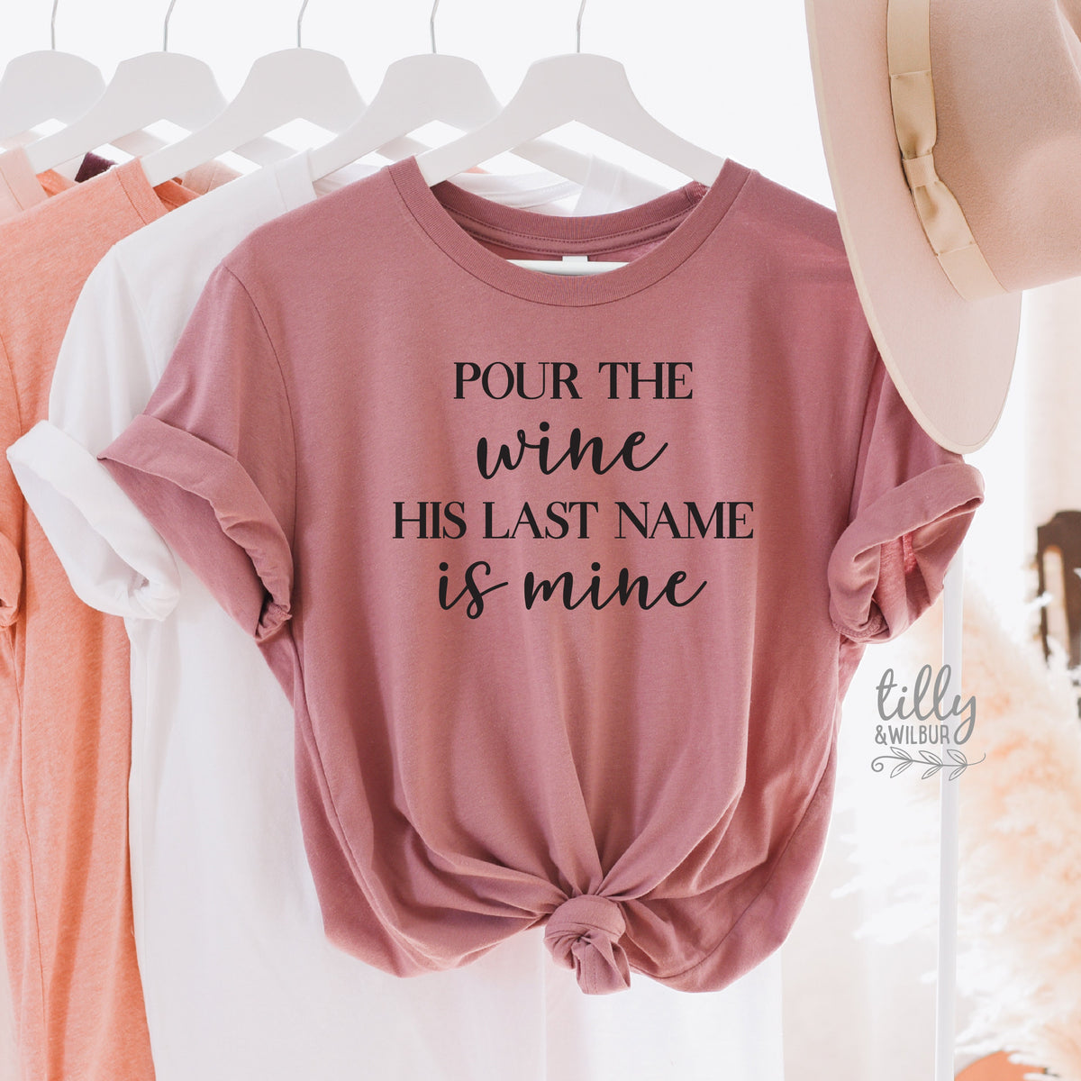 Pour The Wine His Last Name Is Mine T-Shirt, Wifey T-Shirt, New Bride, Mrs Shirt, Engagement T-Shirt, Bridal Gift, Wedding Gift, Honeymoon