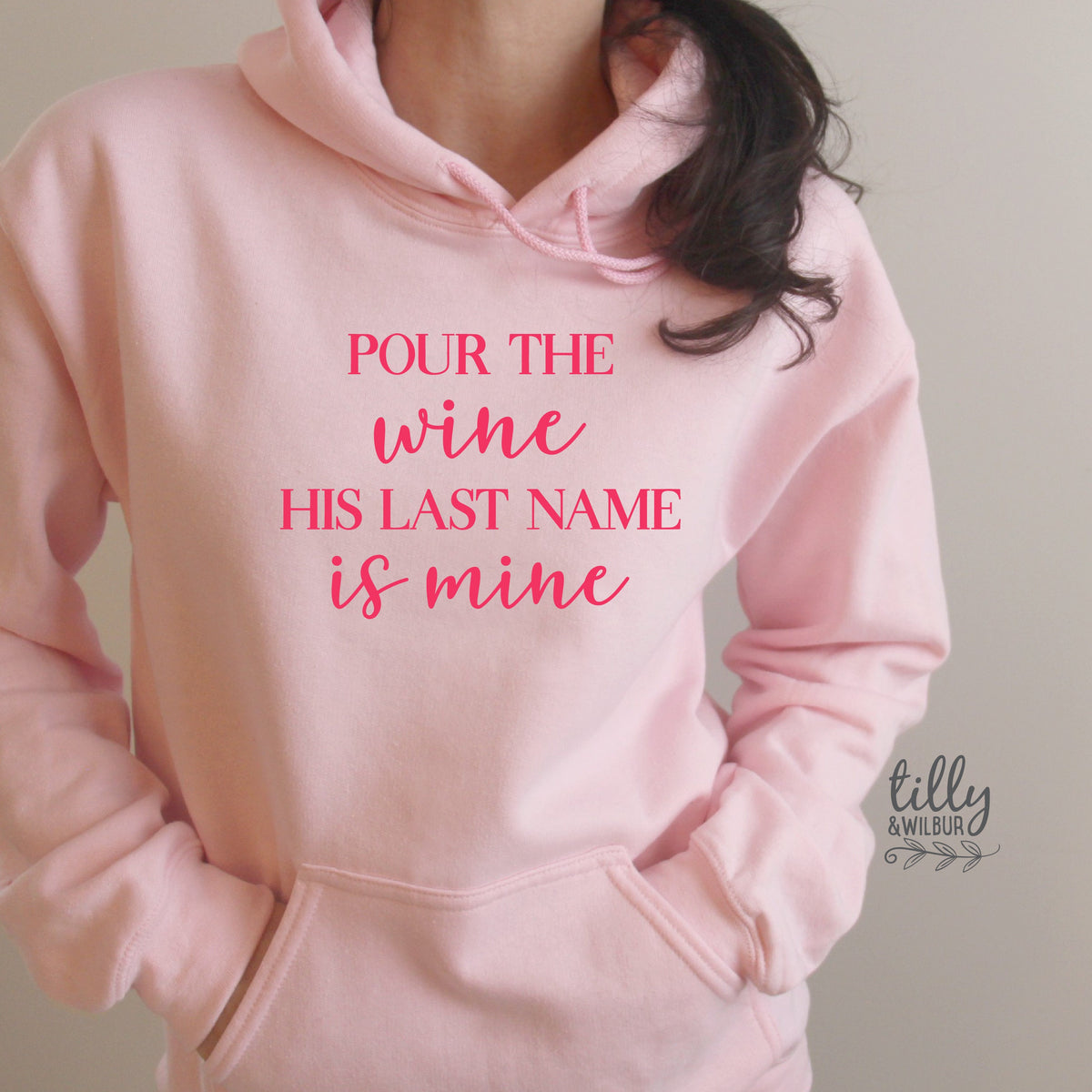 Pour The Wine His Last Name Is Mine Hoodie, Wifey Jumper, New Bride, Mrs Sweatshirt, Engagement Shirt, Bridal Gift, Wedding Gift, Honeymoon