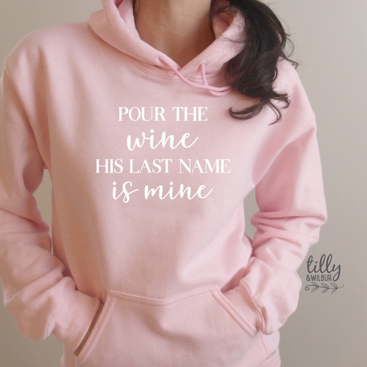 Pour The Wine His Last Name Is Mine Hoodie, Wifey Jumper, New Bride, Mrs Sweatshirt, Engagement Shirt, Bridal Gift, Wedding Gift, Honeymoon