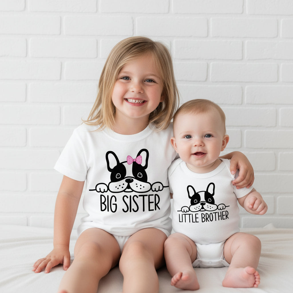 Big Sister Little Brother Set, Matching Sister Outfits, Sibling T-Shirts, Big Sister Shirt, Little Brother Bodysuit, New Baby Gift,Newborn