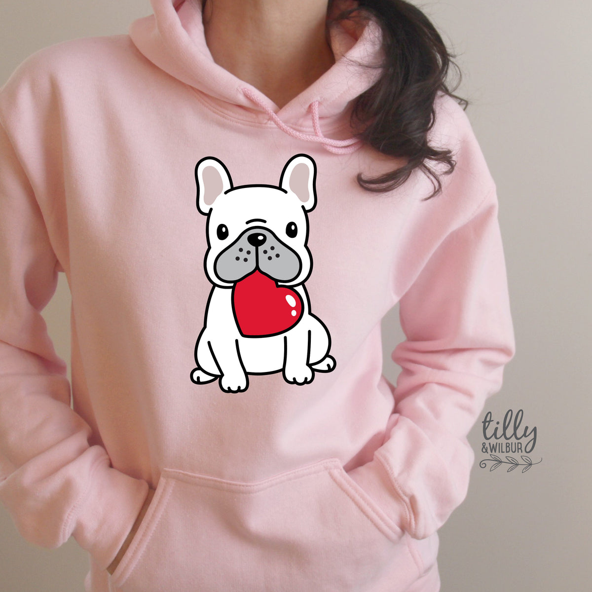 Frenchie Valentine Hoodie, Valentine&#39;s Day Jumper, Wife Gift, Girlfriend Gift, Valentine&#39;s Day T-Shirt, Valentine&#39;s Day Gift, Love Heart