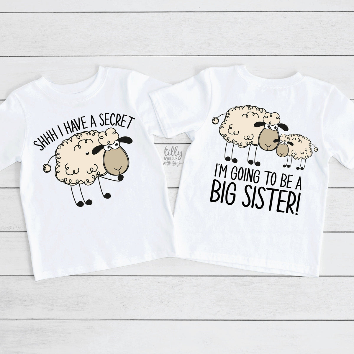 Big Sister T-Shirt, I've Got A Secret, I'm Going To Be A Big Sister T-Shirt, Front And Back Design, Pregnancy Announcement, Big Sis T-Shirt