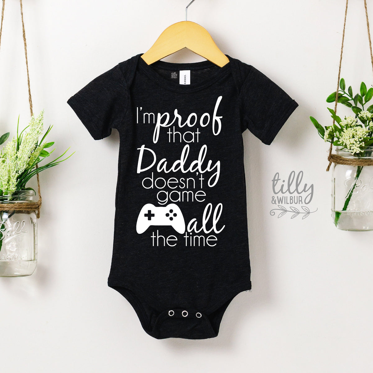I&#39;m Proof That Daddy Doesn&#39;t Game All The Time Baby Bodysuit, Gamer Baby, Pregnancy Announcement Bodysuit, Game, Gamer, Playstation, Gaming