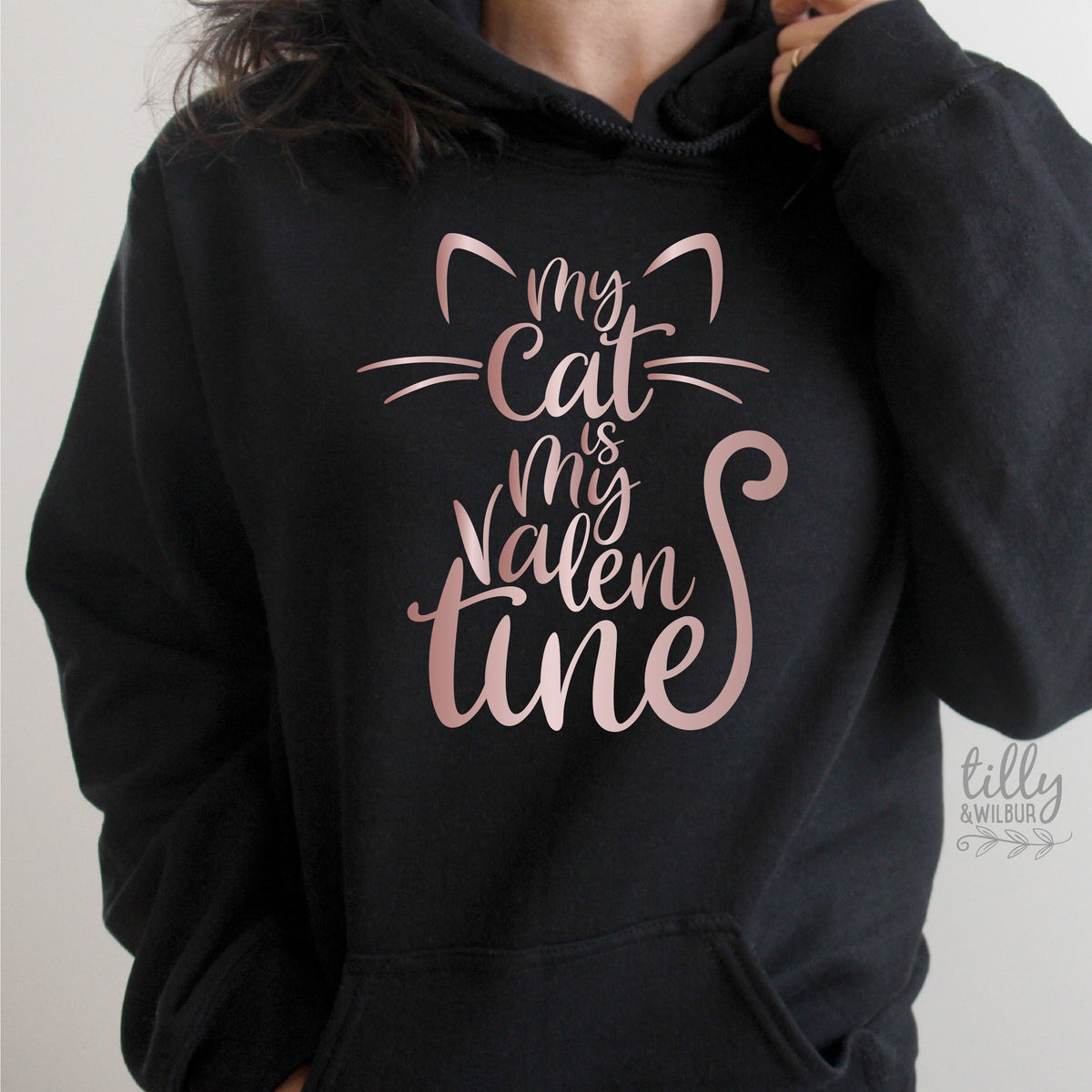 My Cat Is My Valentine Hoodie, Valentine&#39;s Day T-Shirt, Cat Lover T-Shirt, Crazy Cat Lady TShirt, Wife Gift, Valentines Day Gift, Sweatshirt