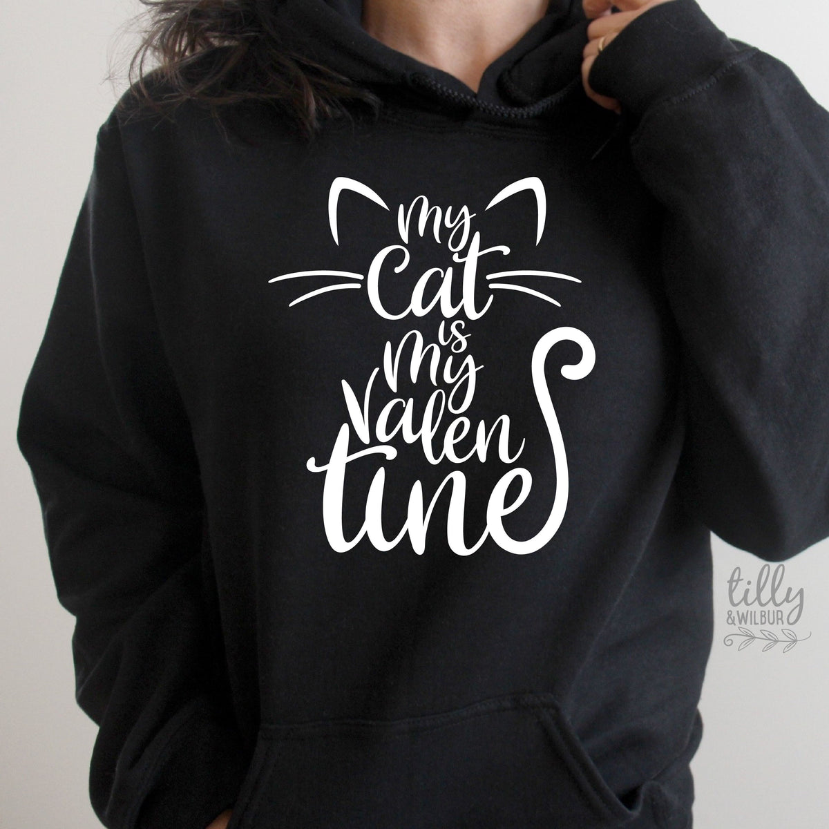 My Cat Is My Valentine Hoodie, Valentine&#39;s Day T-Shirt, Cat Lover T-Shirt, Crazy Cat Lady TShirt, Wife Gift, Valentines Day Gift, Sweatshirt