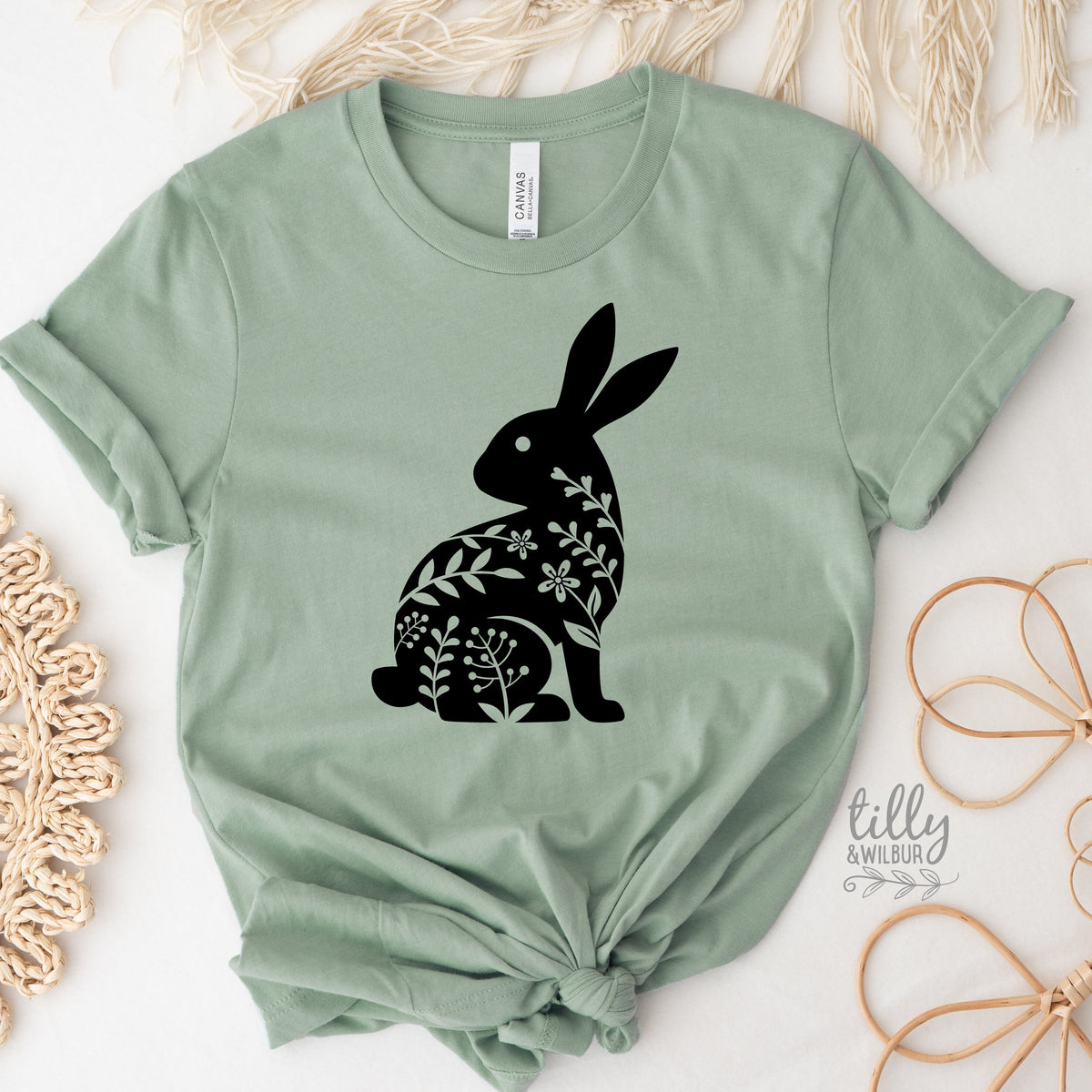 Easter T-Shirt For Women, Bunny Rabbit Silhouette Print, Easter Bunny Shirt, Easter Egg Hunt, Easter Gift, Women's Easter T-Shirt Gift