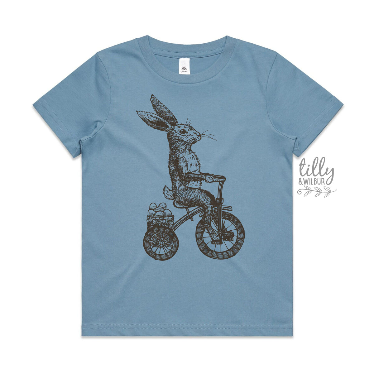 Easter T-Shirt, Kid's Easter T-Shirt, Easter Egg Hunt T-Shirt, Boys Easter Gift, Youth Easter Outfit, Vintage Rabbit On Bicycle Illustration