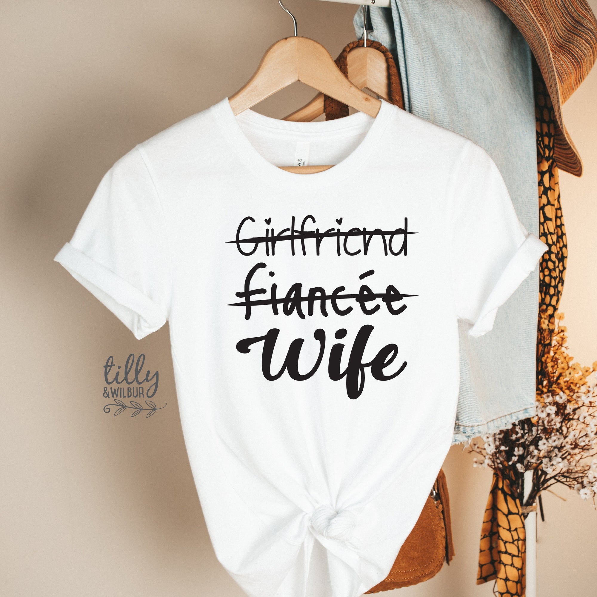 Girlfriend Fiancee Wife T-Shirt, Wedding T-Shirt, Bride T-Shirt, Wedding Gift, Engagement T-Shirt, Hens Party, Just Married, Wifey T-Shirt