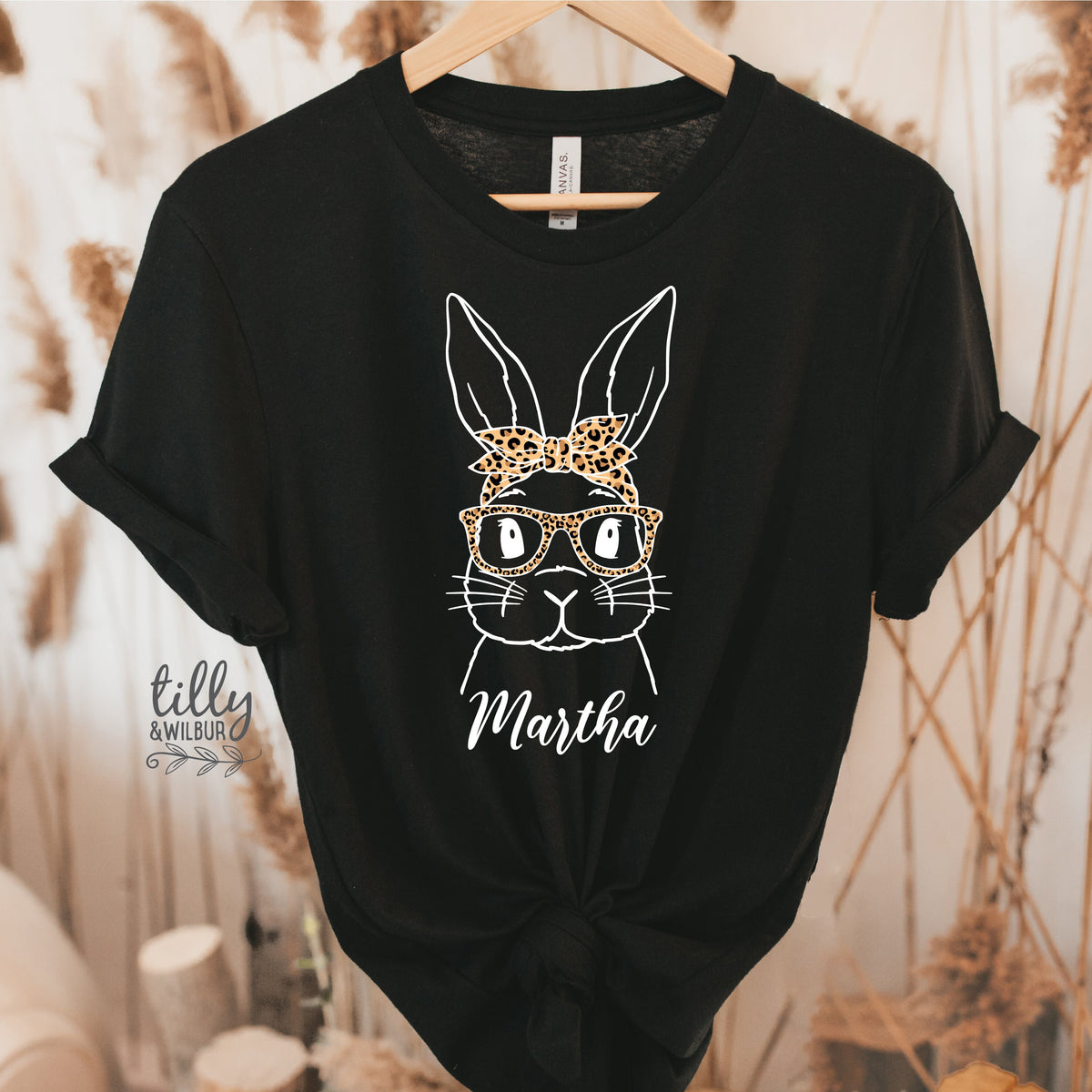 Easter T-Shirt For Women, Leopard Print Bunny Rabbit Print, Easter Bunny Shirt, Easter Egg Hunt, Easter Gift, Women&#39;s Easter T-Shirt Gift
