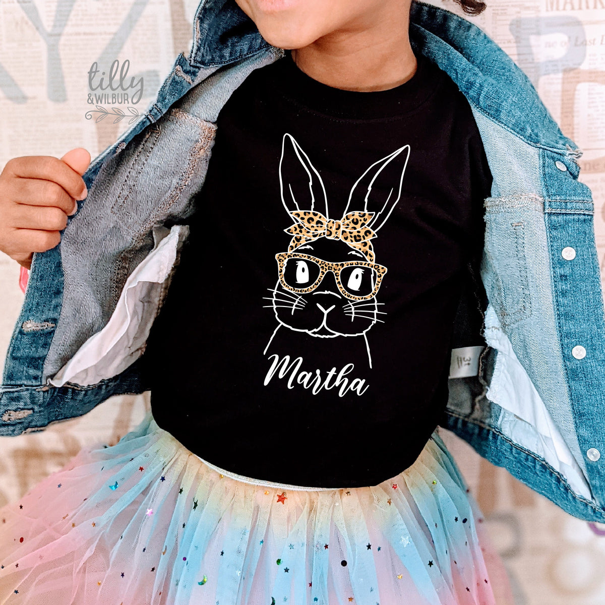 Easter T-Shirt For Girls, Leopard Print Bunny Rabbit Print, Easter Bunny Shirt, Easter Egg Hunt, Easter Gift, Girl&#39;s Easter T-Shirt Gift