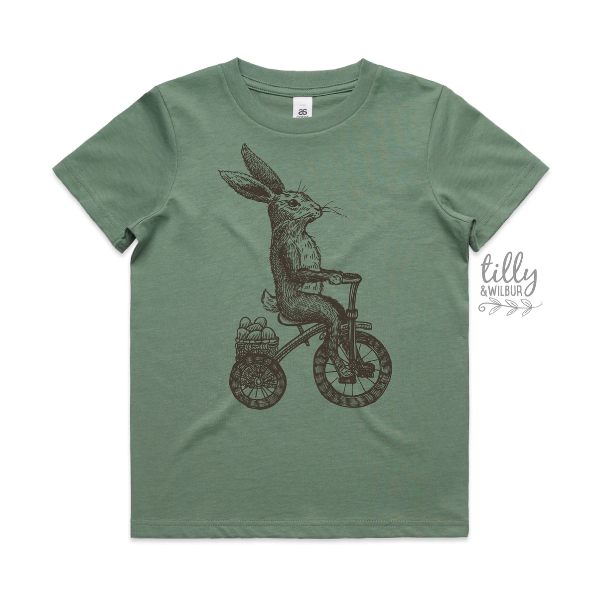 Easter T-Shirt, Kid's Easter T-Shirt, Easter Egg Hunt T-Shirt, Boys Easter Gift, Youth Easter Outfit, Vintage Rabbit On Bicycle Illustration