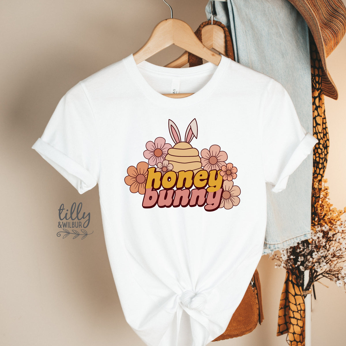 Easter T-Shirt For Women, Honey Bunny T-Shirt, Easter Bunny T-Shirt, Easter Egg Hunt, Easter Gift For Her, Women&#39;s Easter T-Shirt Gift