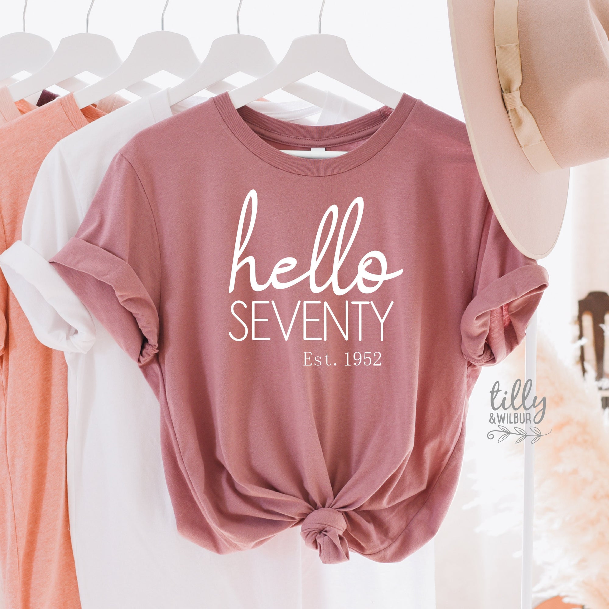 70th Birthday T-Shirt, Hello Seventy Est, Personalised Year, 70 And Fabulous T-Shirt, Women's 70th Birthday T-Shirt, Women's 70th Birthday