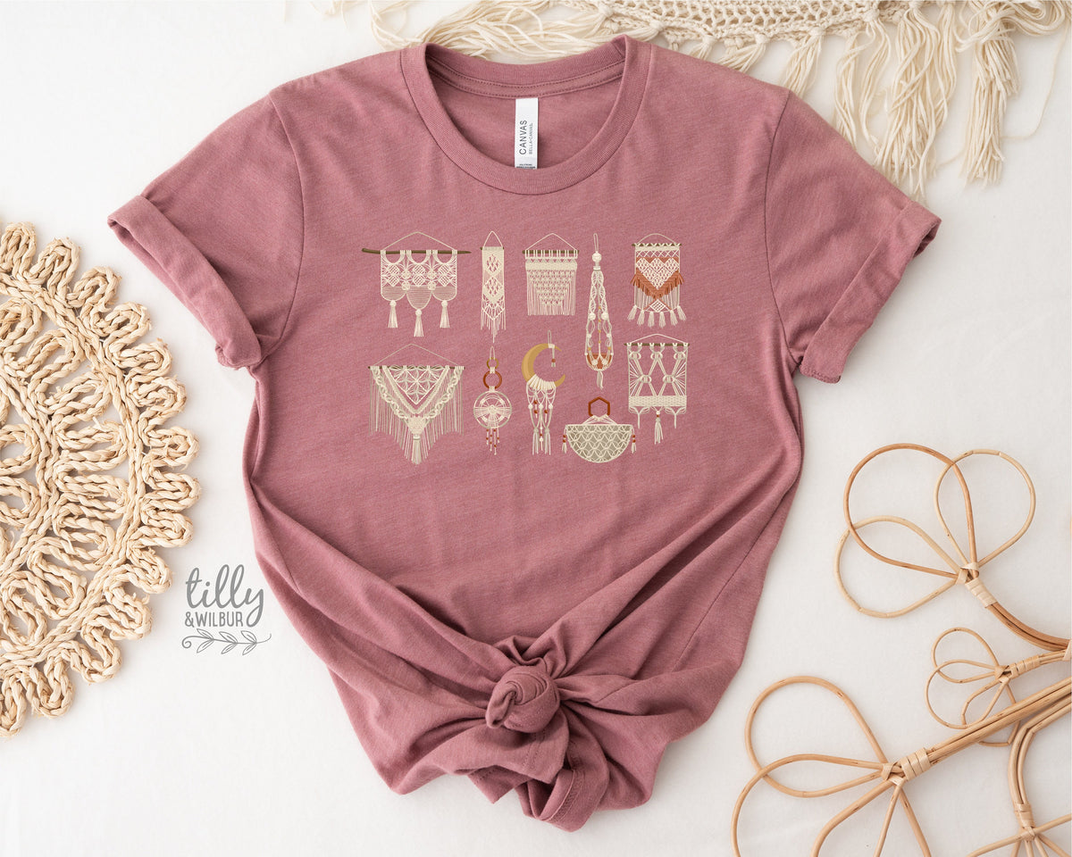 Macrame T-Shirt, Macrame Shirt, Macrame Graphic Shirt, Women&#39;s T-Shirt, Macrame Dreamcatcher, Macrame Wall Hanging, Macrame Gift