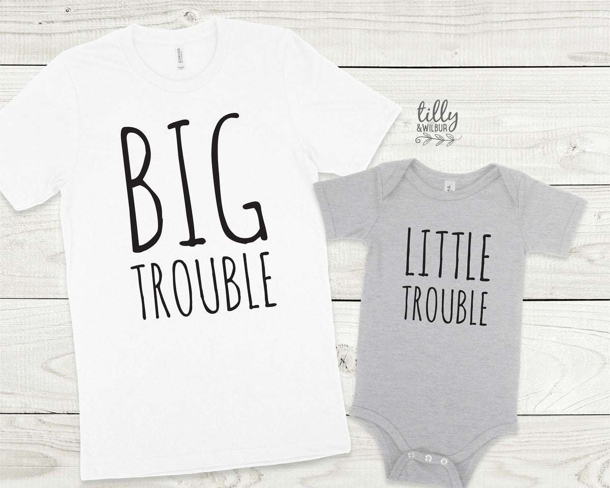 Big Trouble Little Trouble Matching Outfits, Father Son Matching Shirts, Father&#39;s Day Gift, New Baby Gift, Bay Shower Gift, Daddy And Me