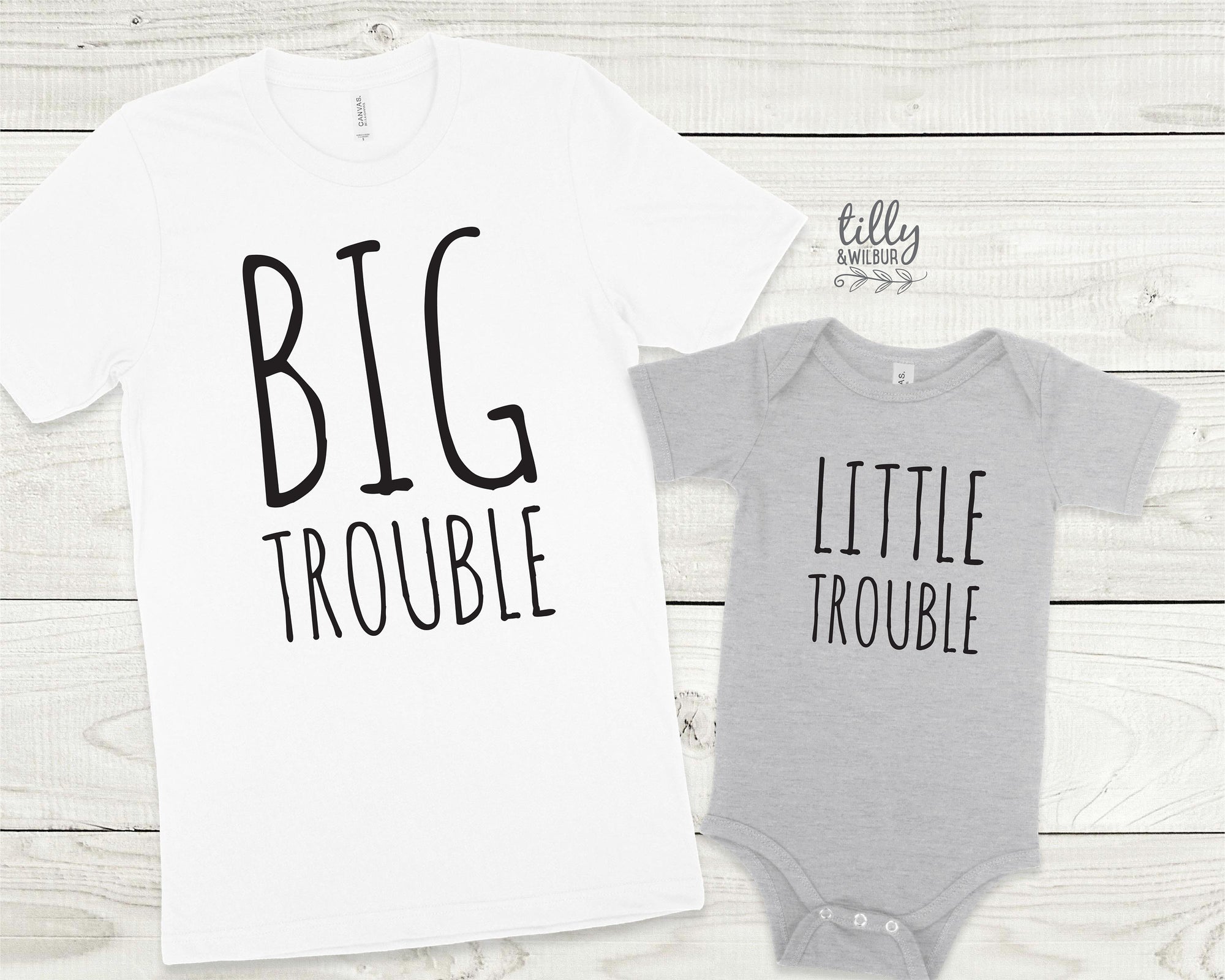 Big Trouble Little Trouble Matching Outfits, Father Son Matching Shirts, Father's Day Gift, New Baby Gift, Bay Shower Gift, Daddy And Me