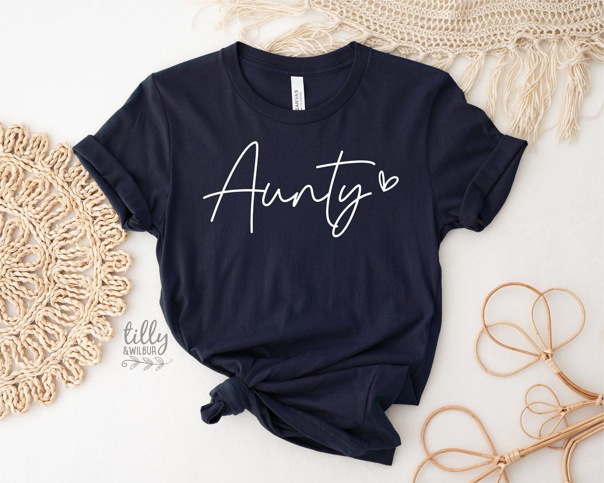 Aunty T-Shirt, Pregnancy Announcement T-Shirt, I&#39;m Going To Be An Aunty, Baby Shower Gift, Aunty, Auntie, Sister Gift, Navy Blue With White