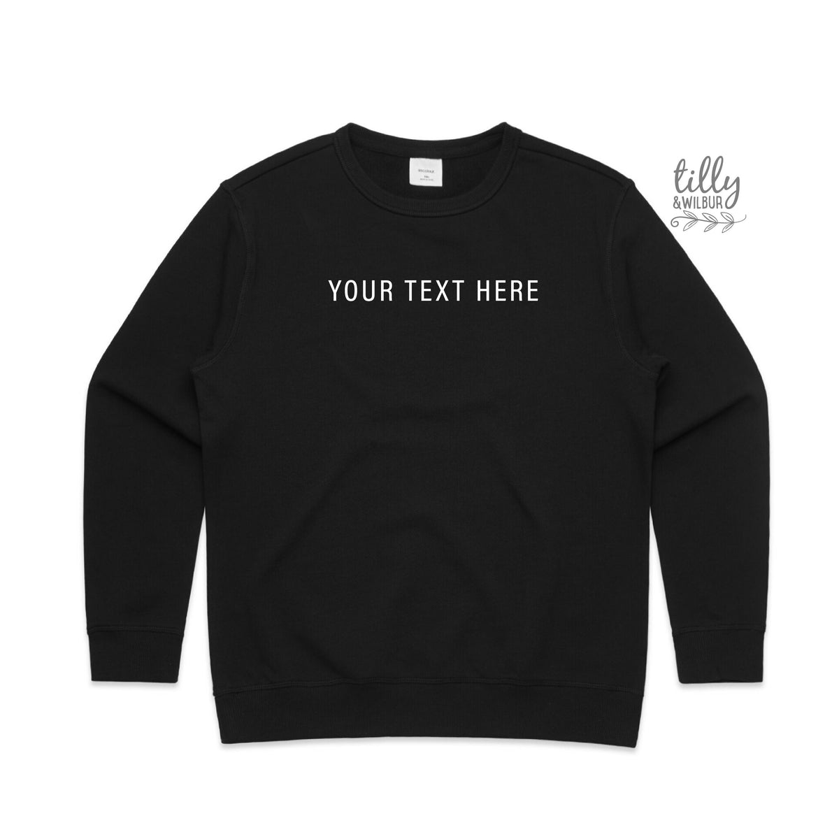 Personalised Women&#39;s Jumper, Women&#39;s Sweatshirt, Design Your Own Sweater, Custom Text Here, Custom Women&#39;s Crew Neck, BLACK sweatshirt