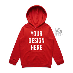 Kids Hoodie, Personalised Hoodie, Your Text Here Hoodie, Your Design Here, Birthday Hoodie, Big Brother Hoodie, Big Sister Hoodie, RED