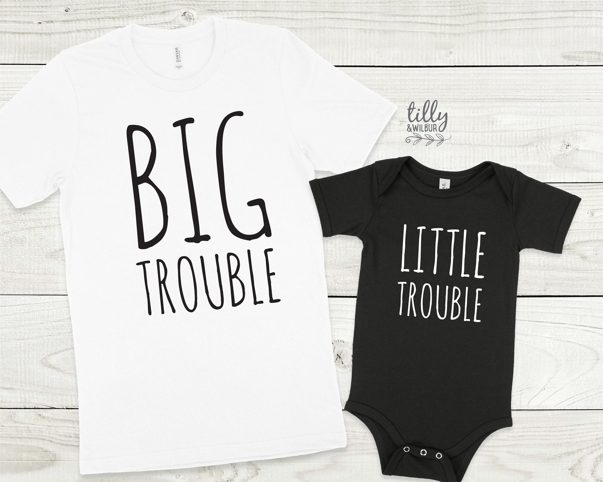 Big Trouble Little Trouble Matching Outfits, Father Son Matching Shirts, Father's Day Gift, New Baby Gift, Baby Shower Gift, Daddy And Me