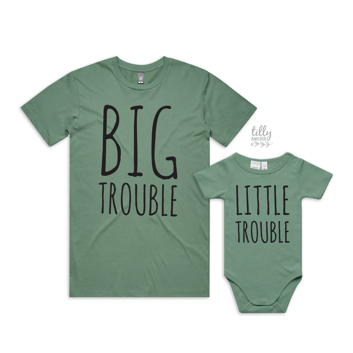 Big Trouble Little Trouble Matching Outfits, Father Son Matching Shirts, Father&#39;s Day Gift, New Baby Gift, Baby Shower Gift, Daddy And Me