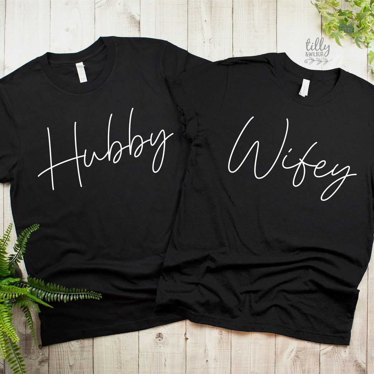 Hubby And Wifey Matching T-Shirts, Mr And Mrs Matching T-Shirts, Newlywed T-Shirts, Honeymoon T-Shirts, Wedding Gift, His and Hers Clothing