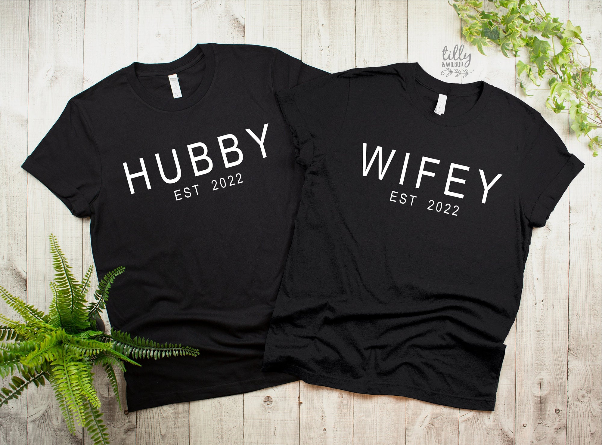 Hubby And Wifey Matching T-Shirts, Mr And Mrs Matching T-Shirts, Newlywed T-Shirts, Honeymoon T-Shirts, Wedding Gift, His and Hers Clothing