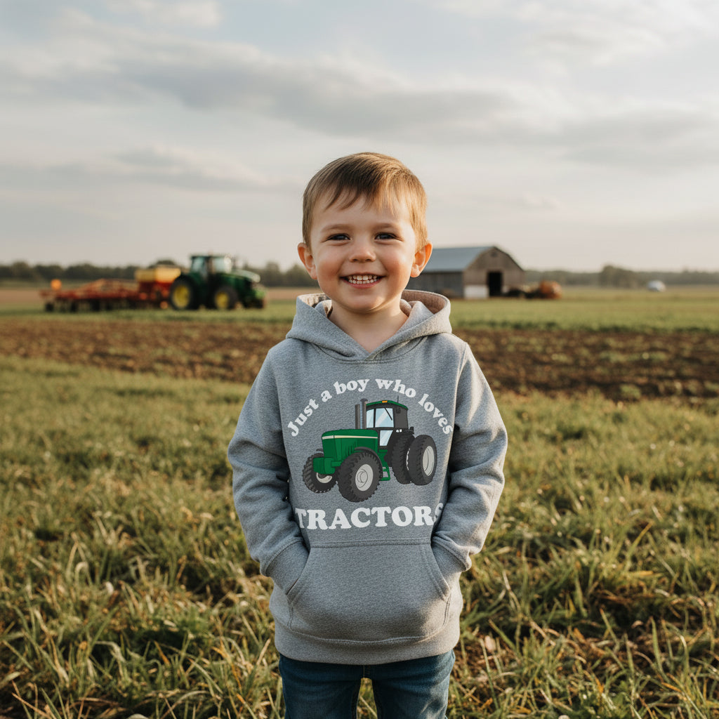 Just a Boy Who Loves Tractors Hoodie, Tractor Sweatshirt, I Love Tractors Jumper, Farm Life, Tractor Lover Gift, Tractor Shirt, Farmer Shirt