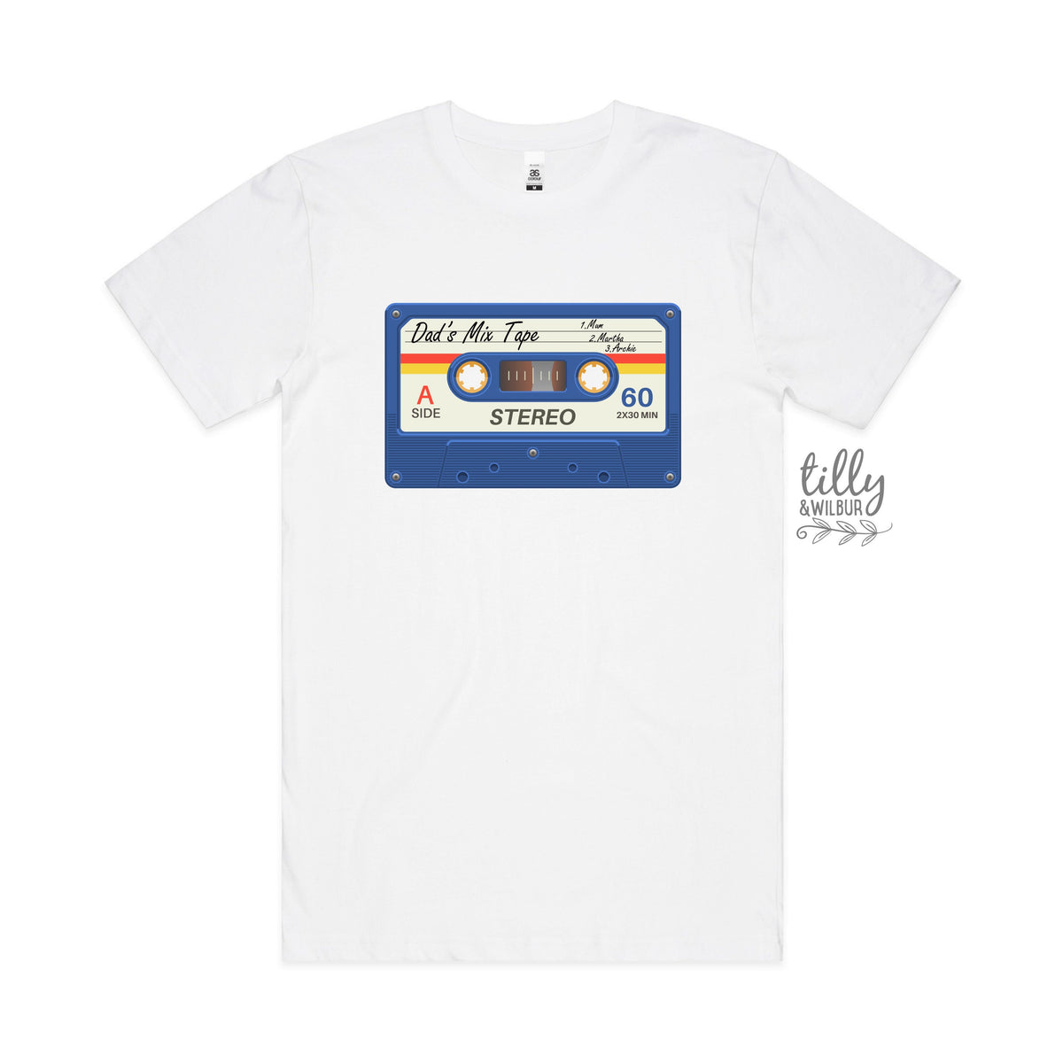 Dad&#39;s Mix Tape T-Shirt, Father&#39;s Day T-Shirt, Personalised With Names, Our First Father&#39;s Day 2022, Cassette Tape T-Shirt, Old School Dad