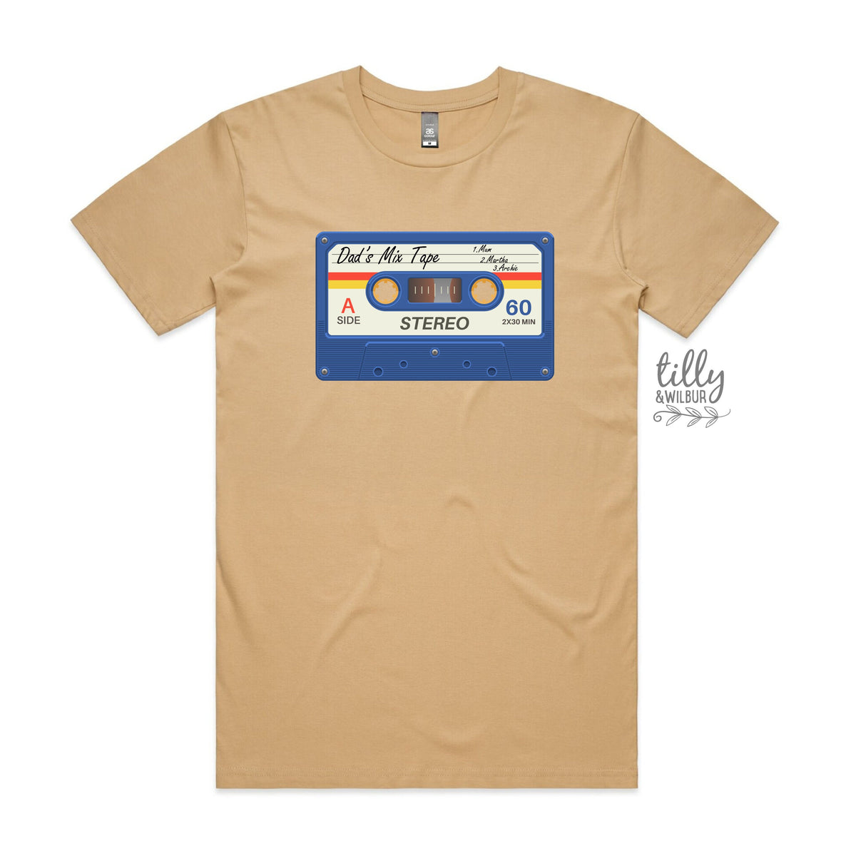 Dad&#39;s Mix Tape T-Shirt, Father&#39;s Day T-Shirt, Personalised With Names, Our First Father&#39;s Day 2022, Cassette Tape T-Shirt, Old School Dad