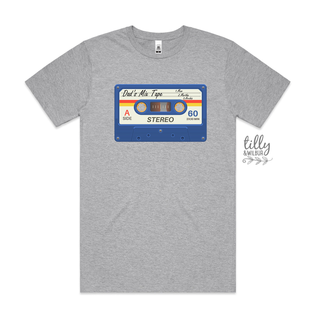 Dad&#39;s Mix Tape T-Shirt, Father&#39;s Day T-Shirt, Personalised With Names, Our First Father&#39;s Day 2022, Cassette Tape T-Shirt, Old School Dad