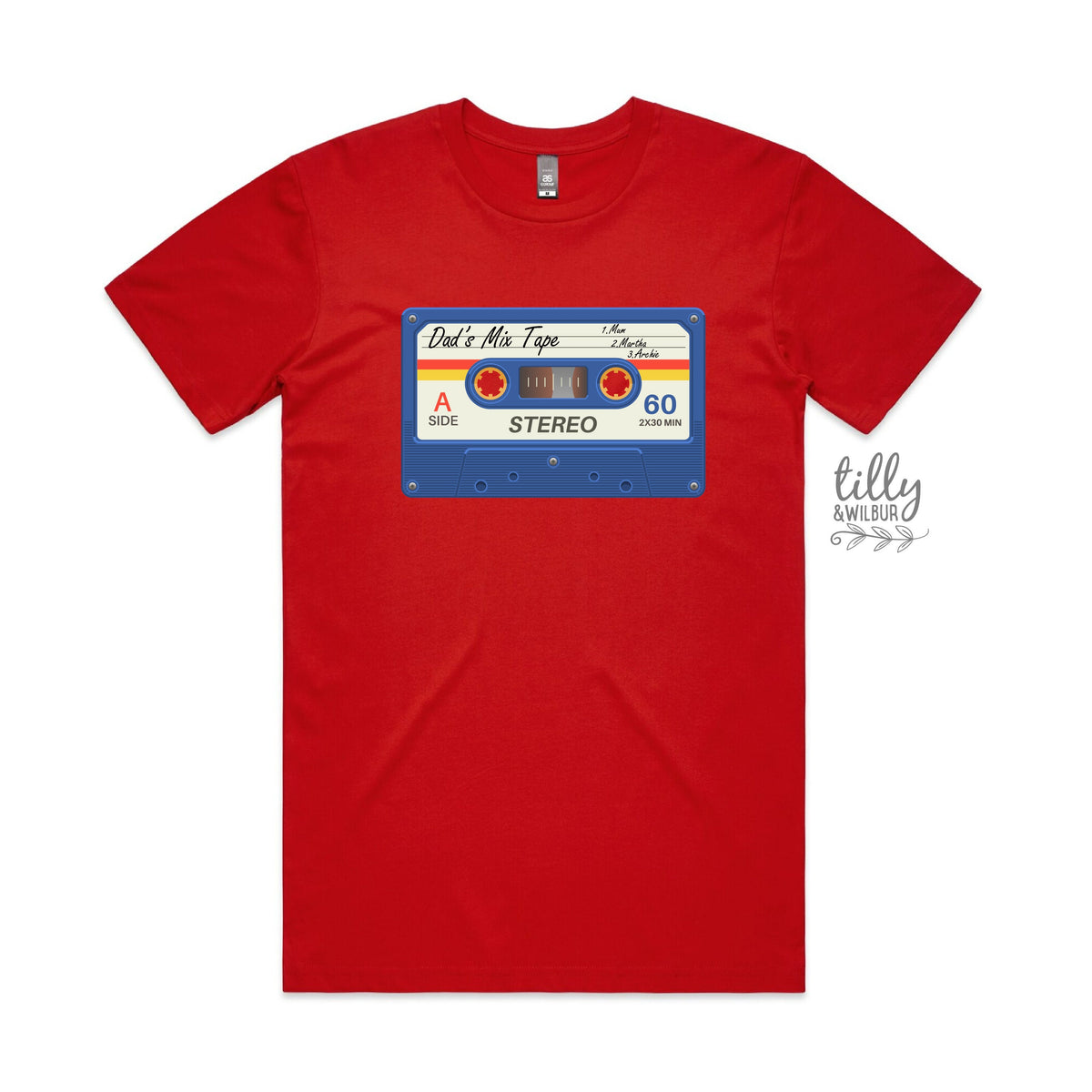 Dad&#39;s Mix Tape T-Shirt, Father&#39;s Day T-Shirt, Personalised With Names, Our First Father&#39;s Day 2022, Cassette Tape T-Shirt, Old School Dad