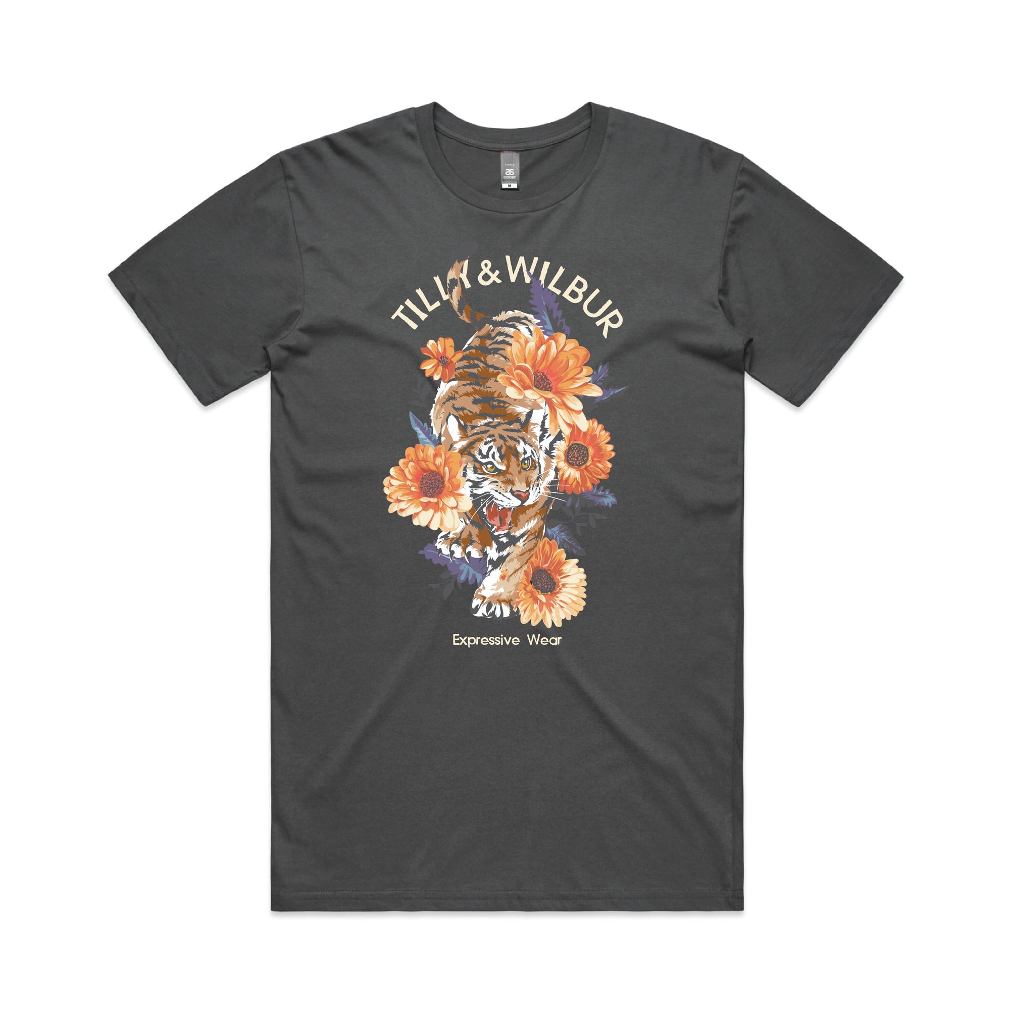 Tilly&Wilbur Expressive Wear Signature Range, Floral T-Shirt, Tiger T-Shirt