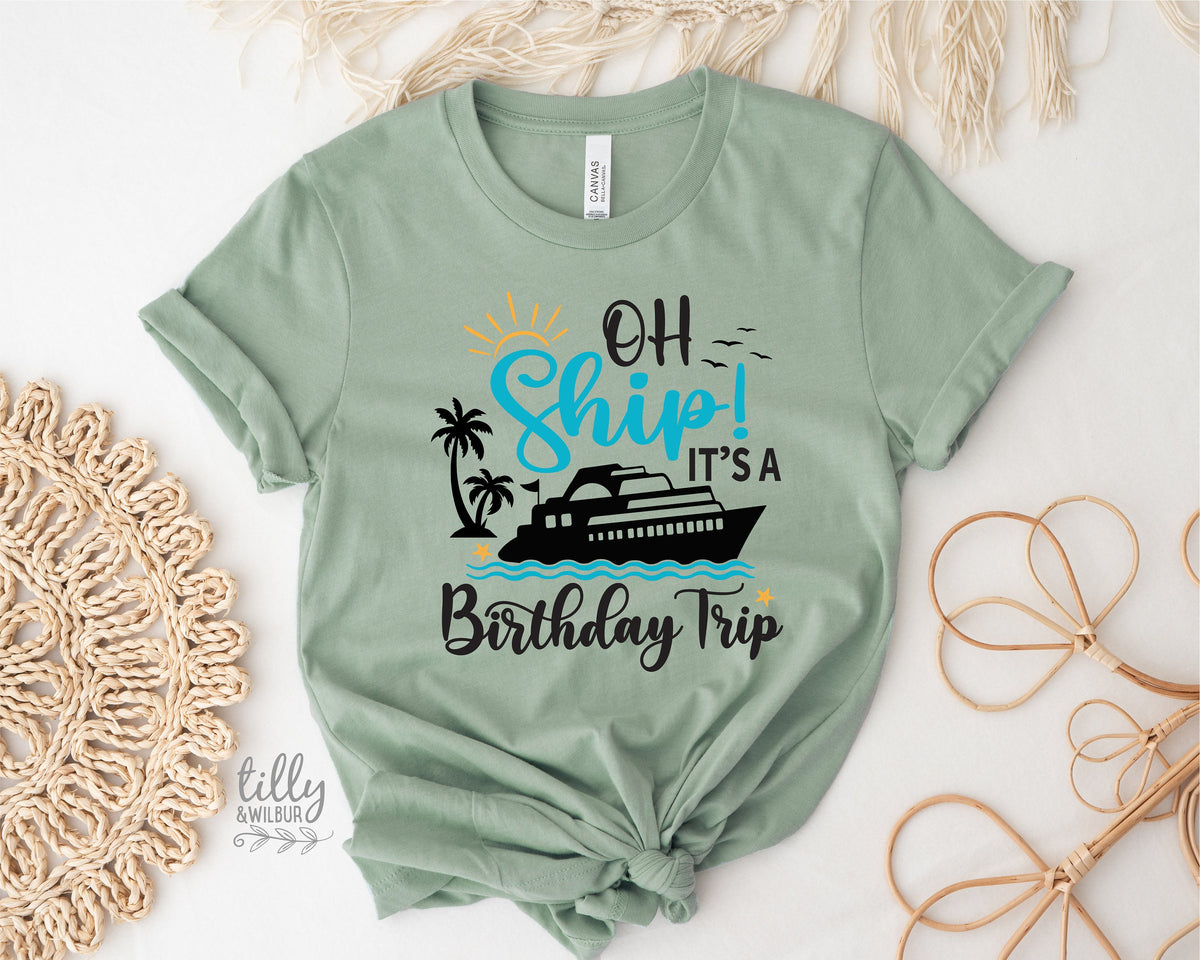 Oh Ship It&#39;s A Birthday Trip T-Shirt, Matching Cruise T-Shirts, Cruise Trip T-Shirt, Babies, Kids &amp; Adult Sizing, Cruise Shirts, Vacation