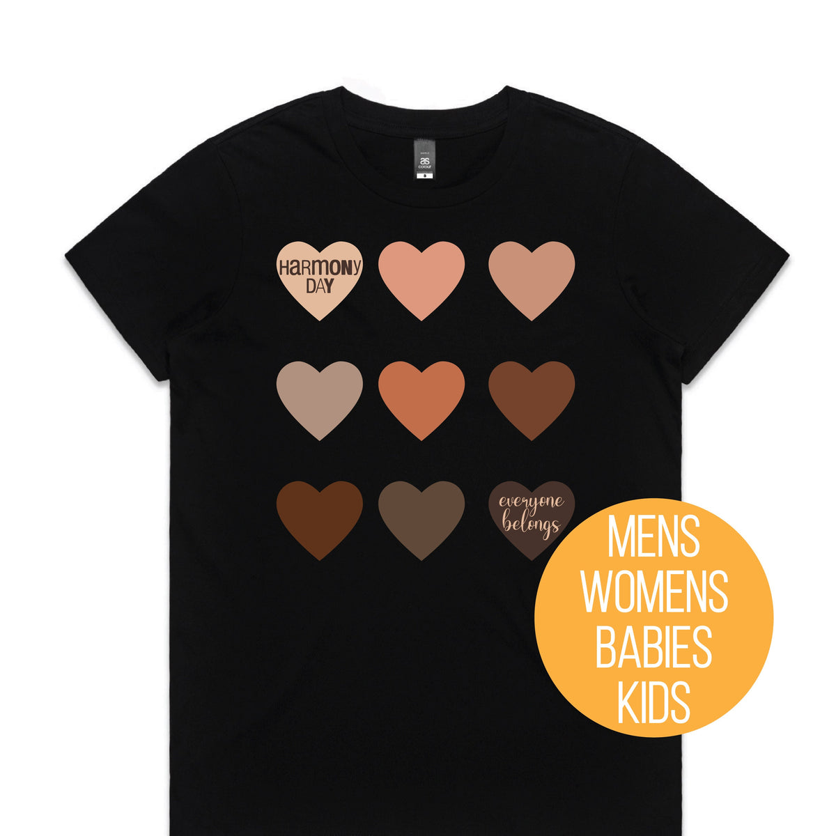 Harmony Day T-Shirt, Harmony Day - 21st March, Orange Harmony Day T-Shirt, Everyone Belongs, School T-Shirt, Babies, Kids, Womens And Mens