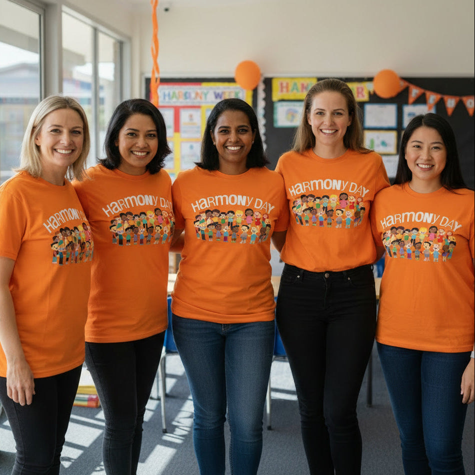 Harmony Day T-Shirt, Harmony Day - 21st March, Orange Harmony Day T-Shirt, Everyone Belongs, School T-Shirt, Babies, Kids, Womens And Mens