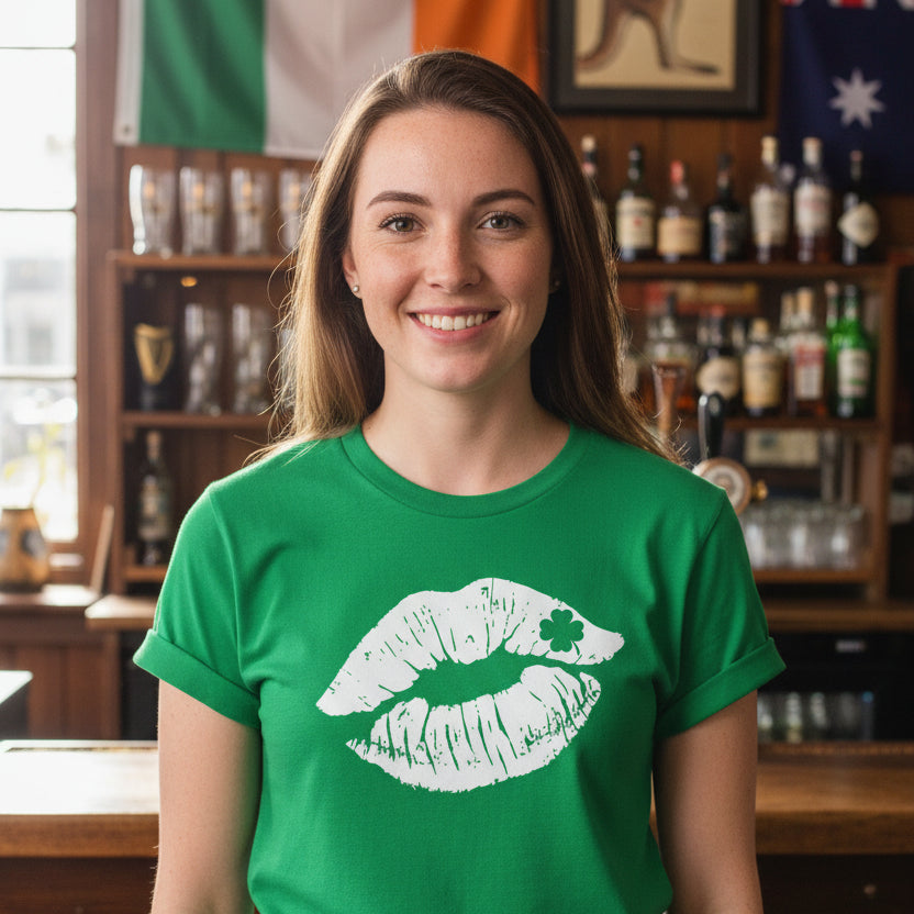 St Patrick's Day T-Shirt, St Patrick's Day Lips, Kiss Me I'm Irish, Happy St Paddy's Day, Unisex Adult T-Shirt, Ireland, Celtic, St Patrick