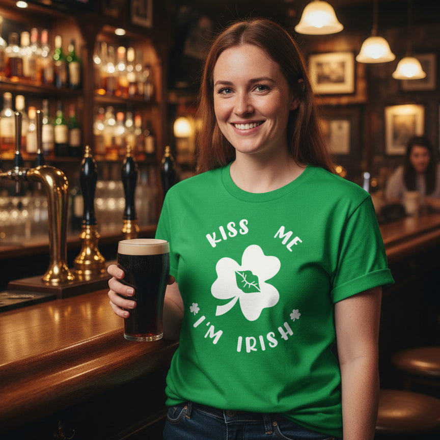 St Patrick's Day T-Shirt, St Patrick's Day Lips, Kiss Me I'm Irish, Happy St Paddy's Day, Unisex Adult T-Shirt, Ireland, Celtic, St Patrick