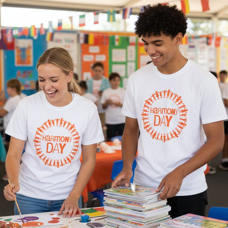 Harmony Day T-Shirt, Harmony Day - 21st March, Orange Harmony Day T-Shirt, Everyone Belongs, School T-Shirt, Babies, Kids, Womens And Mens