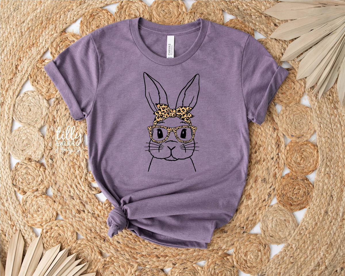 Easter T-Shirt For Women, Leopard Print Bunny Rabbit Print, Easter Bunny Shirt, Easter Egg Hunt, Easter Gift, Women&#39;s Easter T-Shirt Gift