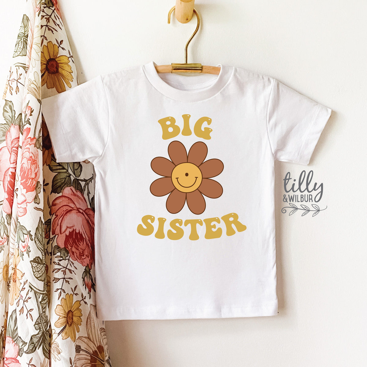 Big Sister T-Shirt, Retro Smiley Flower, I&#39;m Going To Be A Big Sister T-Shirt, Pregnancy Announcement, Big Sister Shirt, Cousin Gift, Sis